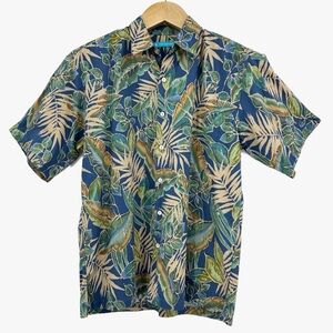 Tori Richard 100% Cotton Lawn Hawaiian Shirt Tropical Leaf Print Men’s Medium